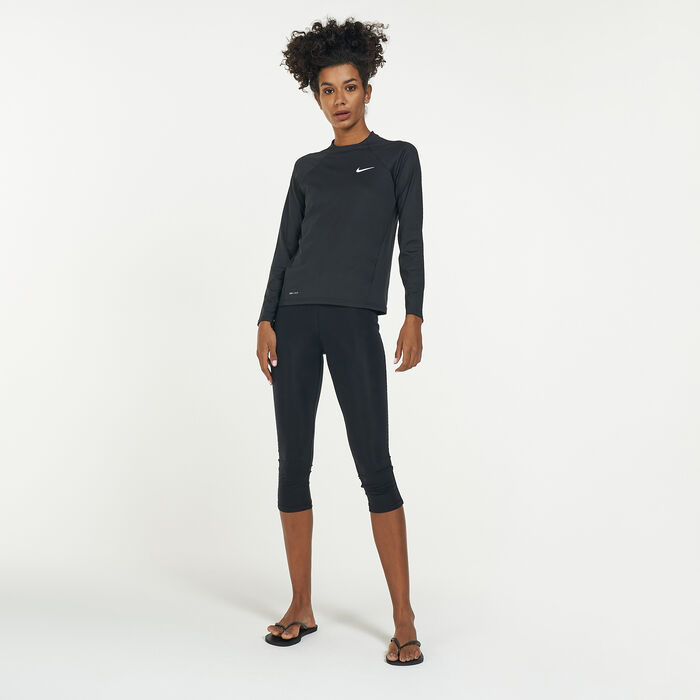 Nike Swim Women's Essential Long Sleeve Hydroguard Rashguard Blue Nike Swim Women's Essential Long Sleeve Hydroguard Rashguard Blue image number 2