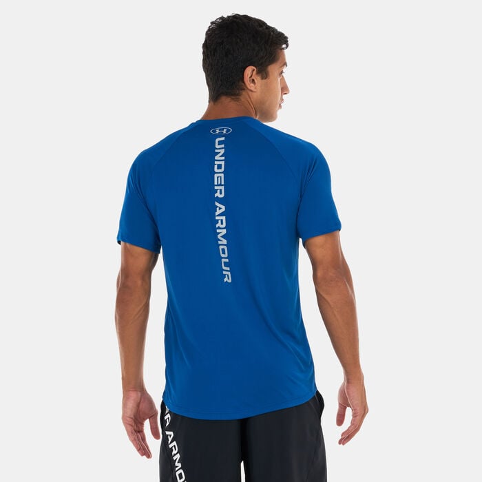 Under Armour Men's UA Tech™ Reflective Training T-Shirt Blue Under Armour Men's UA Tech™ Reflective Training T-Shirt Blue image number 1