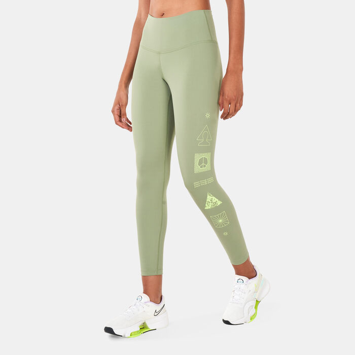 Nike Women's Pro Yoga Dri-FIT 7/8 Graphic Leggings Green Nike Women's Pro Yoga Dri-FIT 7/8 Graphic Leggings Green image number 0