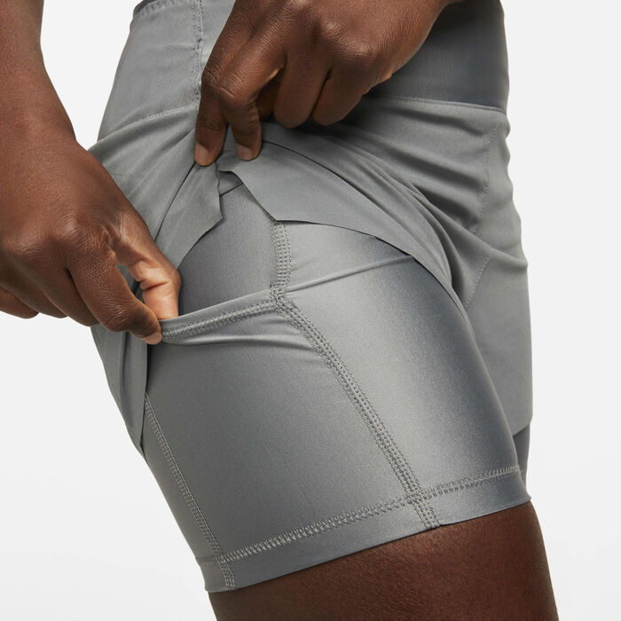 Nike Women's Dri-FIT Swift Mid-Rise 2-in-1 Running Shorts Grey Nike Women's Dri-FIT Swift Mid-Rise 2-in-1 Running Shorts Grey image number 5