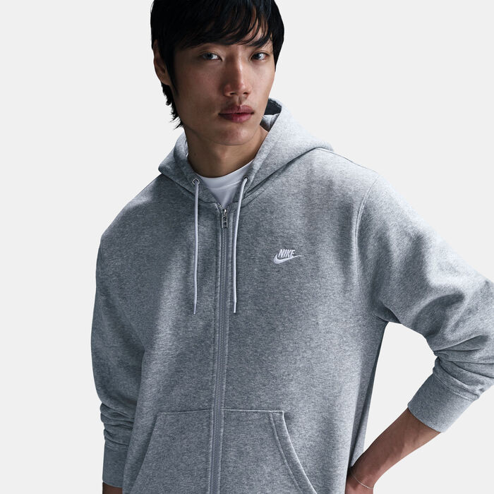 Nike Men's Club Fleece Full-Zip Hoodie Grey Nike Men's Club Fleece Full-Zip Hoodie Grey image number 3