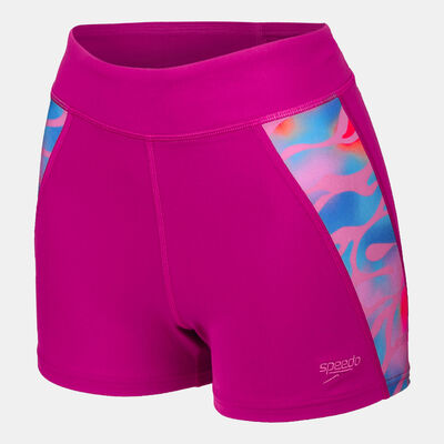 Speedo Women's Printed Panel Shorts Purple Speedo Women's Printed Panel Shorts Purple