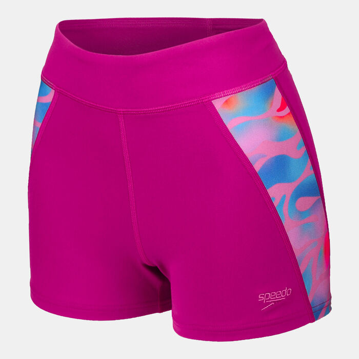 Speedo Women's Printed Panel Shorts Purple Speedo Women's Printed Panel Shorts Purple image number 0