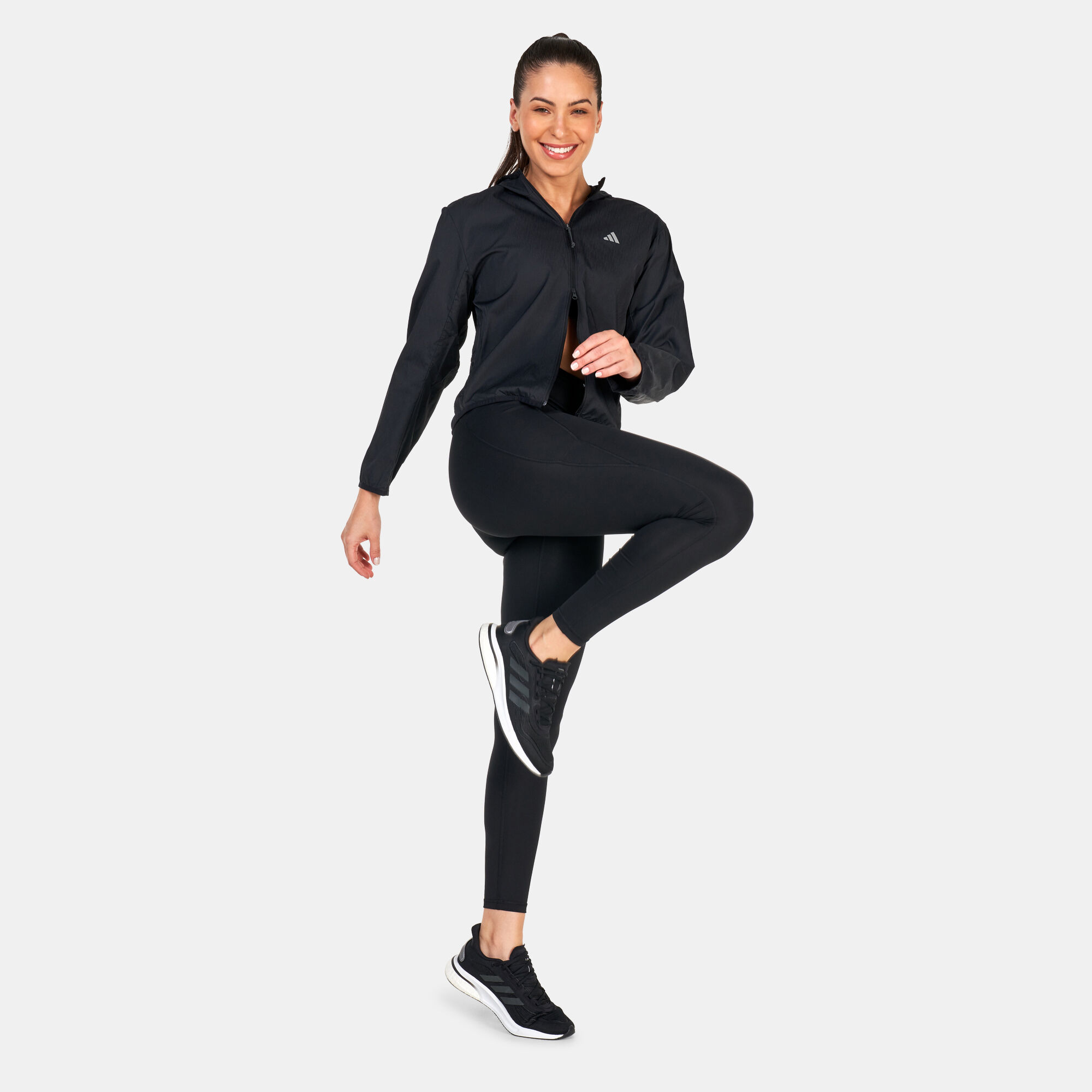 ☆NERDY☆ Women's Ribbon Tie Windbreaker Black Shop adidas Women's Run It Windbreaker Jacket Black Online