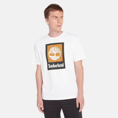 Timberland Men's Square Stack Logo T-Shirt White Timberland Men's Square Stack Logo T-Shirt White