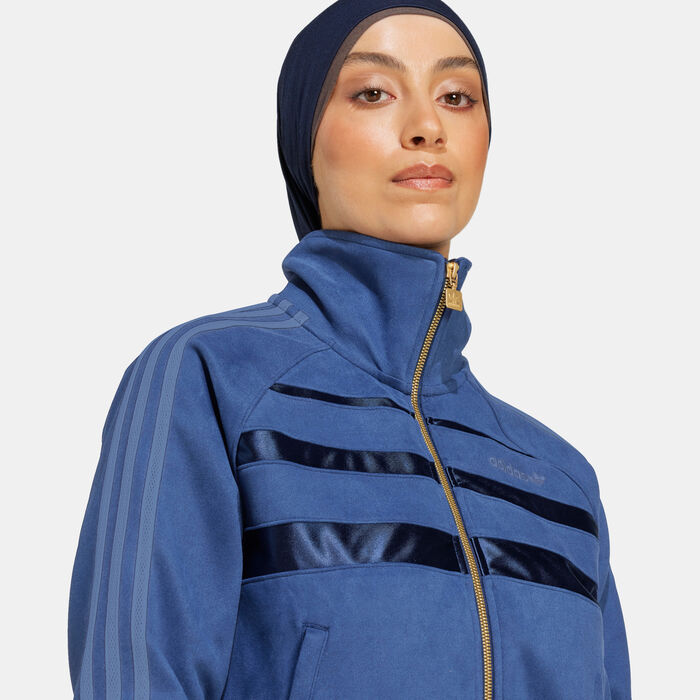 adidas Originals Women's Suede The First Track Jacket Blue image number 3