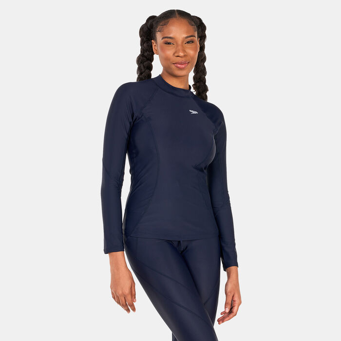 Speedo Women's Logo Long-Sleeve Rashguard Blue Speedo Women's Logo Long-Sleeve Rashguard Blue image number 0