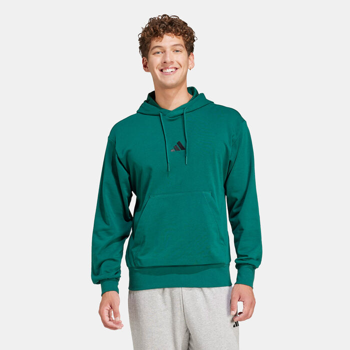 adidas Men's Essentials Feelcozy French Terry Hoodie Green adidas Men's Essentials Feelcozy French Terry Hoodie Green image number 0