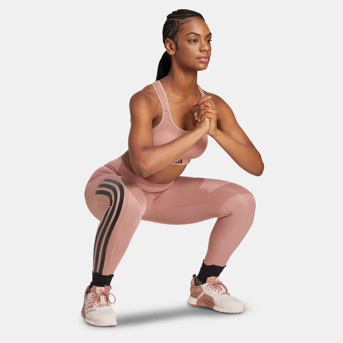 adidas Women's Optime 3-Stripes Leggings Pink adidas Women's Optime 3-Stripes Leggings Pink image number 2