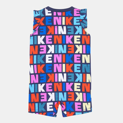 Nike Kids' Allover Print Romper Blue
