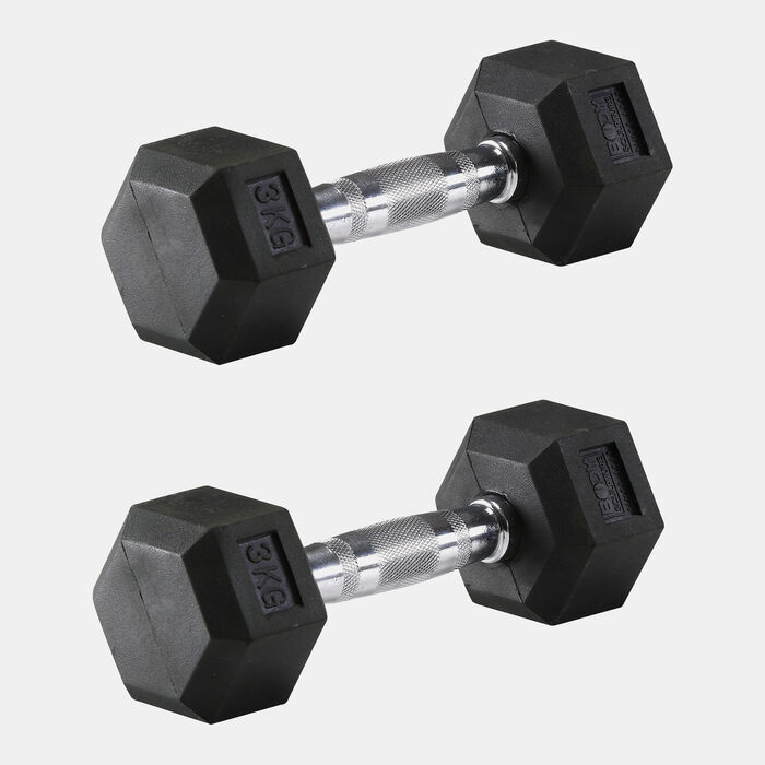 Body Sculpture Hex Rubber Dumbbell - 3kg (1 Pair) Multi-Color Body Sculpture Hex Rubber Dumbbell - 3kg (1 Pair) Multi-Color image number 0