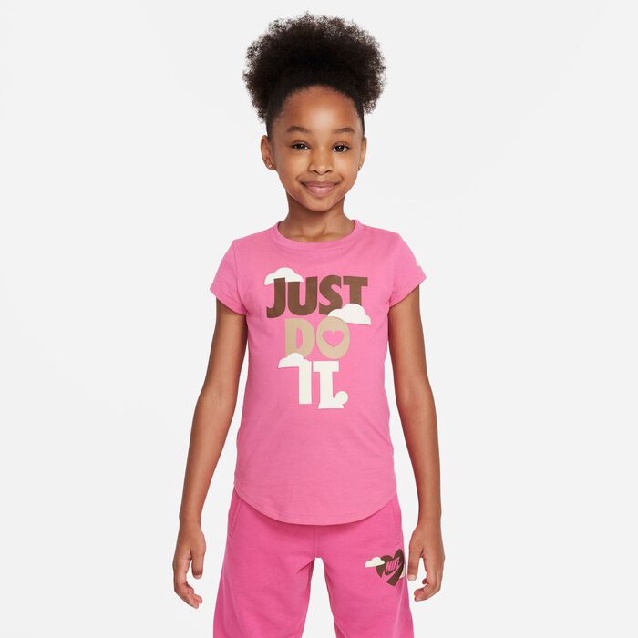 Nike Kids' Sweet Swoosh "Just Do It" Graphic T-Shirt Pink Nike Kids' Sweet Swoosh "Just Do It" Graphic T-Shirt Pink image number 0