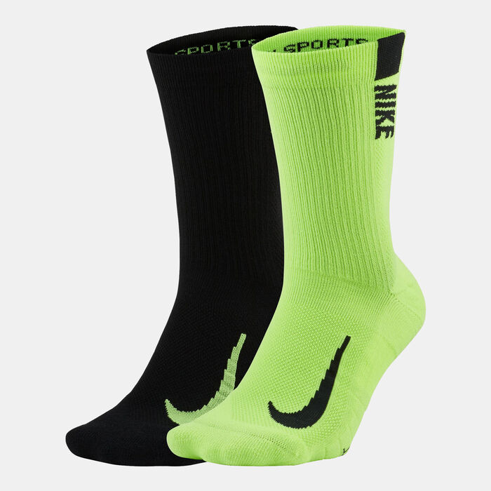 Nike Multiplier Running Crew Socks (2 Pairs) Multi-Color Nike Multiplier Running Crew Socks (2 Pairs) Multi-Color image number 1