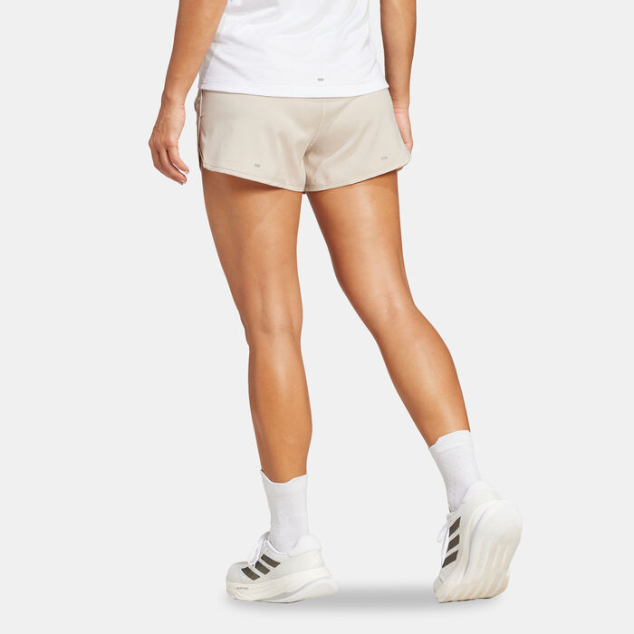 adidas Women's Own The Run 3-Stripes Shorts Beige adidas Women's Own The Run 3-Stripes Shorts Beige image number 1