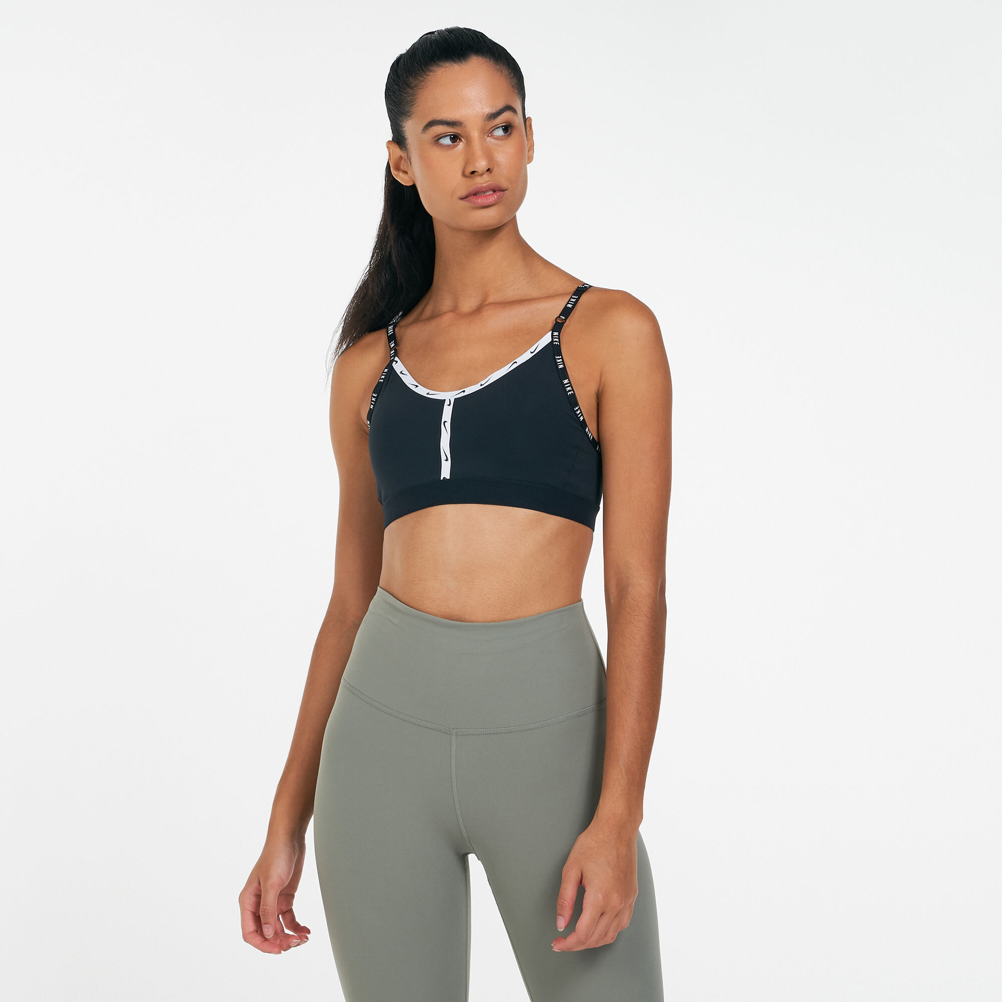 Nike Women s Dri FIT Indy Logo Tape Sports Bra