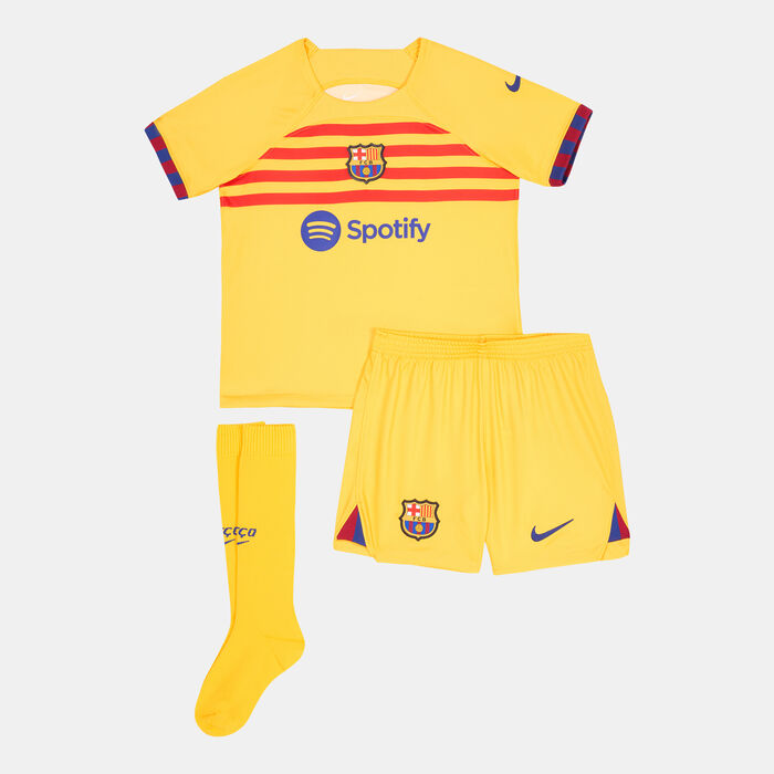 Nike Kids' F.C. Barcelona Dri-FIT 4th Kit - 2022/23 yellow Nike Kids' F.C. Barcelona Dri-FIT 4th Kit - 2022/23 yellow image number 0