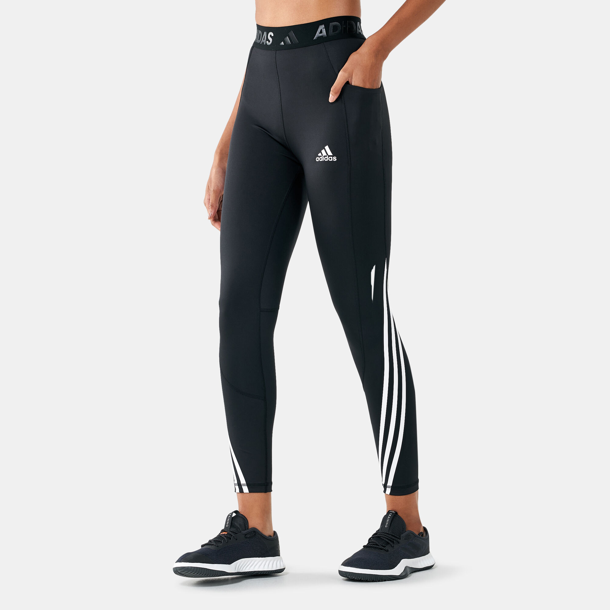 Buy adidas Women's Techfit 3-Stripes Long Gym Leggings Black in