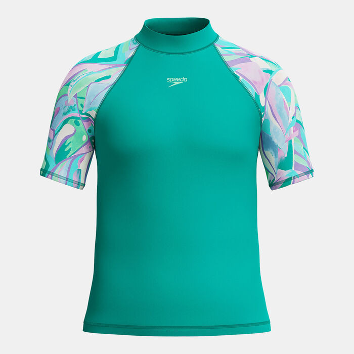 Speedo Kids' Printed Swimming Rashguard Green Speedo Kids' Printed Swimming Rashguard Green image number 0