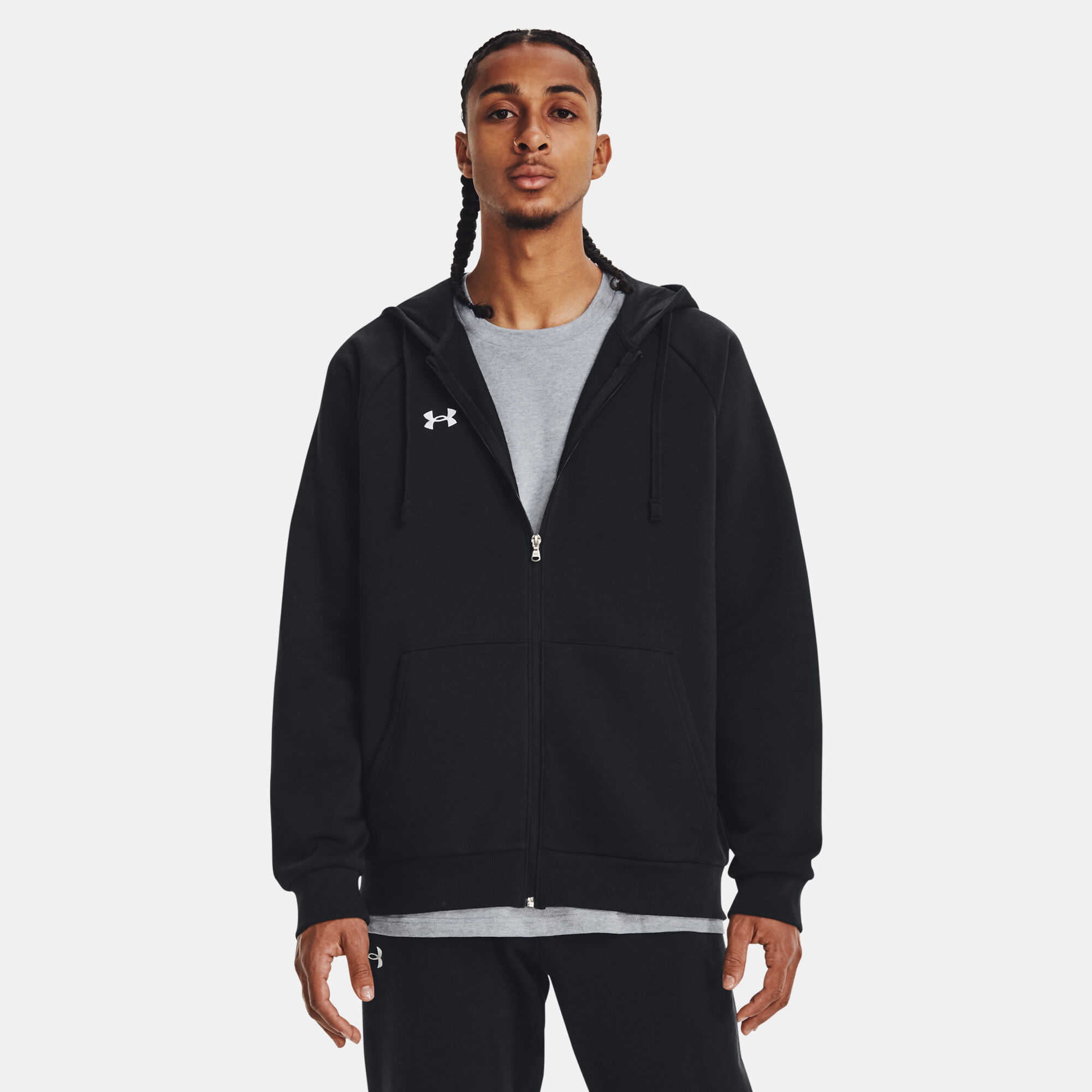Men's under armour black zip up hoodie discount