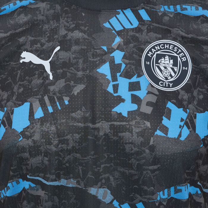 PUMA Men's Manchester City Pre-Match Football Top Grey image number 2