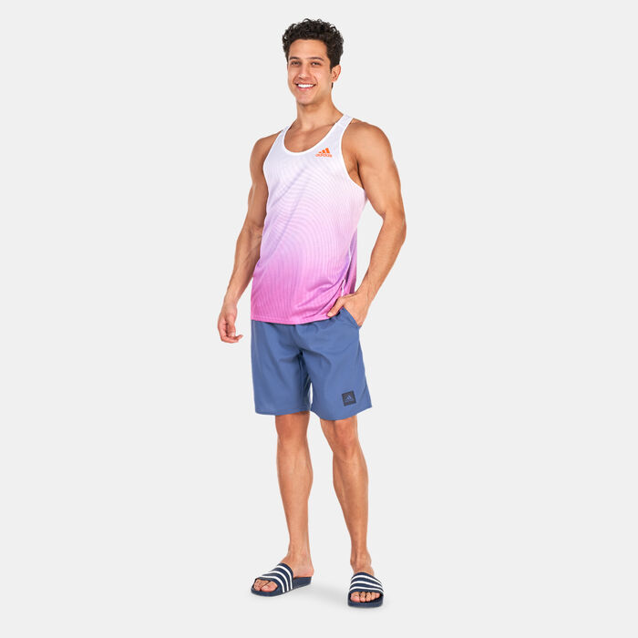 adidas Men's Classic-Length Solid Swim Shorts Blue adidas Men's Classic-Length Solid Swim Shorts Blue image number 2