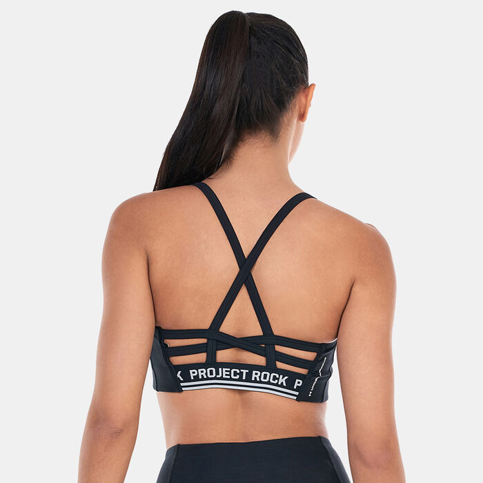 Under Armour Women's Project Rock All Train Crossback Medium-Support Sports Bra Black Under Armour Women's Project Rock All Train Crossback Medium-Support Sports Bra Black image number 1