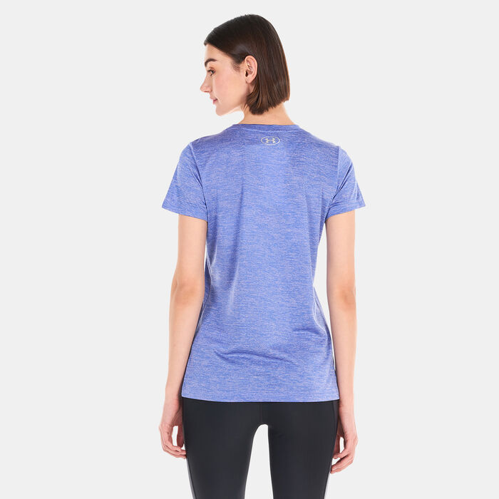 Under Armour Women's UA Tech™ Twist Training T-Shirt Blue Under Armour Women's UA Tech™ Twist Training T-Shirt Blue image number 1