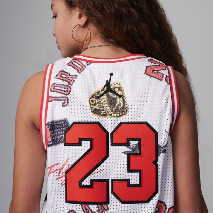 Jordan Kids' 23 Striped Jersey Top White Jordan Kids' 23 Striped Jersey Top White image number 4