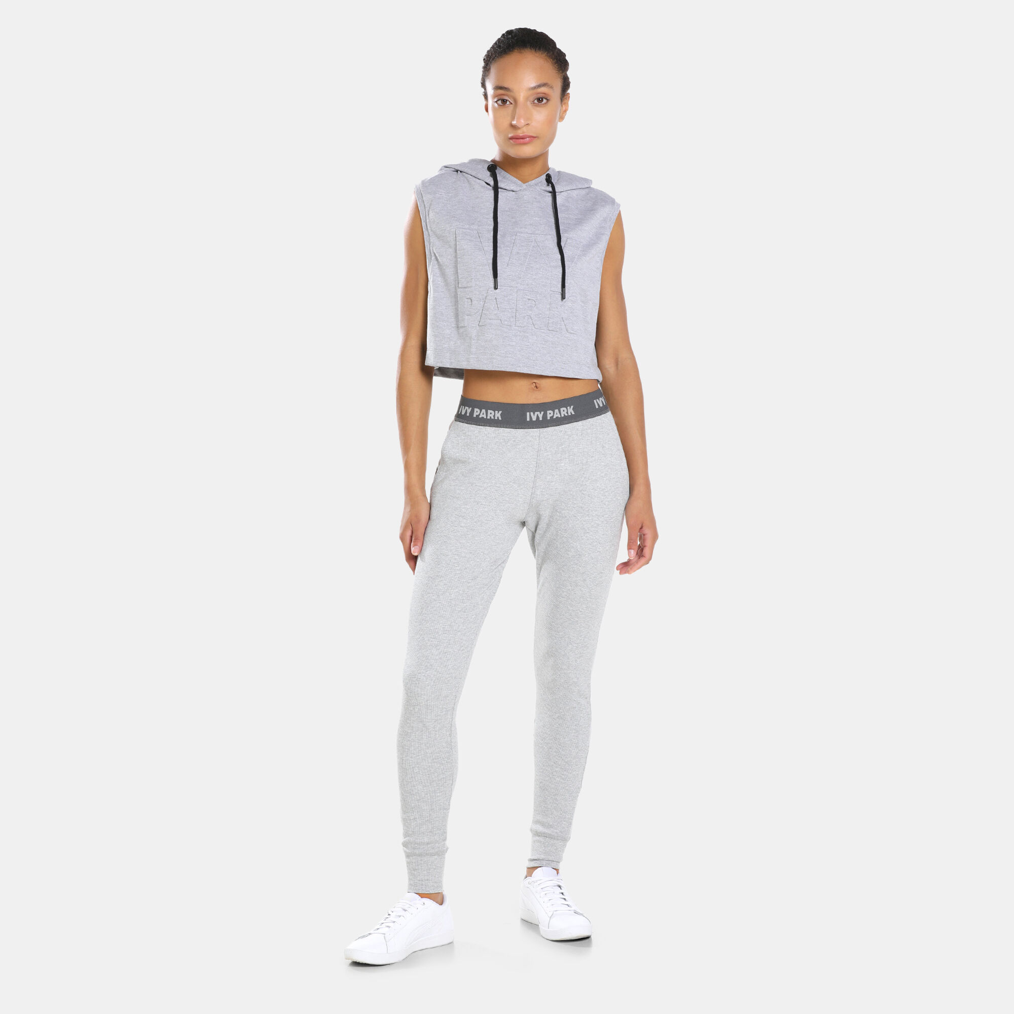 Ivy park shop grey cropped hoodie