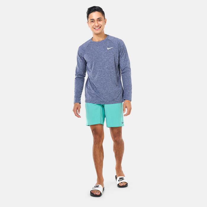 Nike Swim Men's Heathered Long-Sleeve Hydroguard Swim Shirt Blue Nike Swim Men's Heathered Long-Sleeve Hydroguard Swim Shirt Blue image number 2