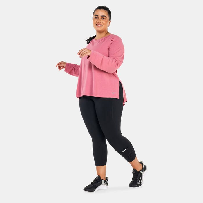 Nike Women's Yoga Dri-FIT Long Sleeves T-Shirt (Plus Size) Pink Nike Women's Yoga Dri-FIT Long Sleeves T-Shirt (Plus Size) Pink image number 2