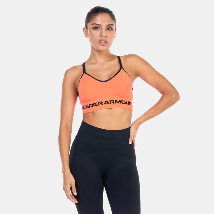 Buy Under Armour Women's Seamless Long Sports Bra Orange in KSA -SSS