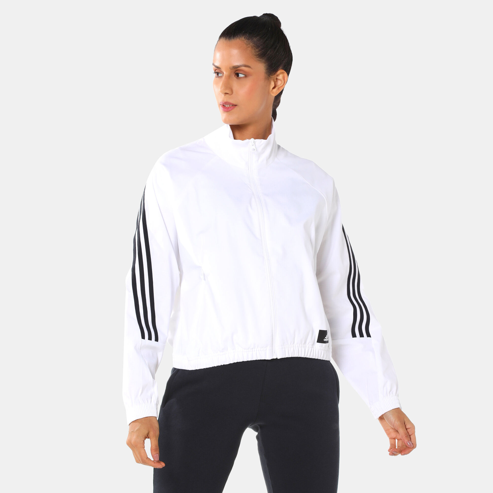 White adidas track jacket women's top