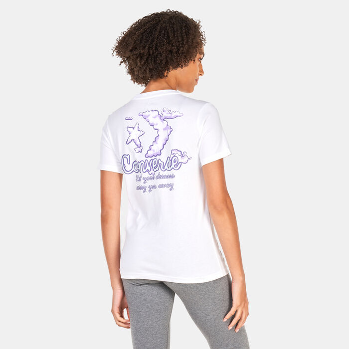 Converse Womens Seasonal Graphic Word Art T-Shirt White image number 1