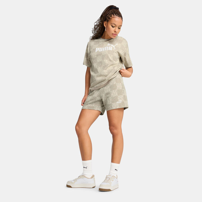 PUMA Women's Essential Graphic Shorts Beige PUMA Women's Essential Graphic Shorts Beige image number 2