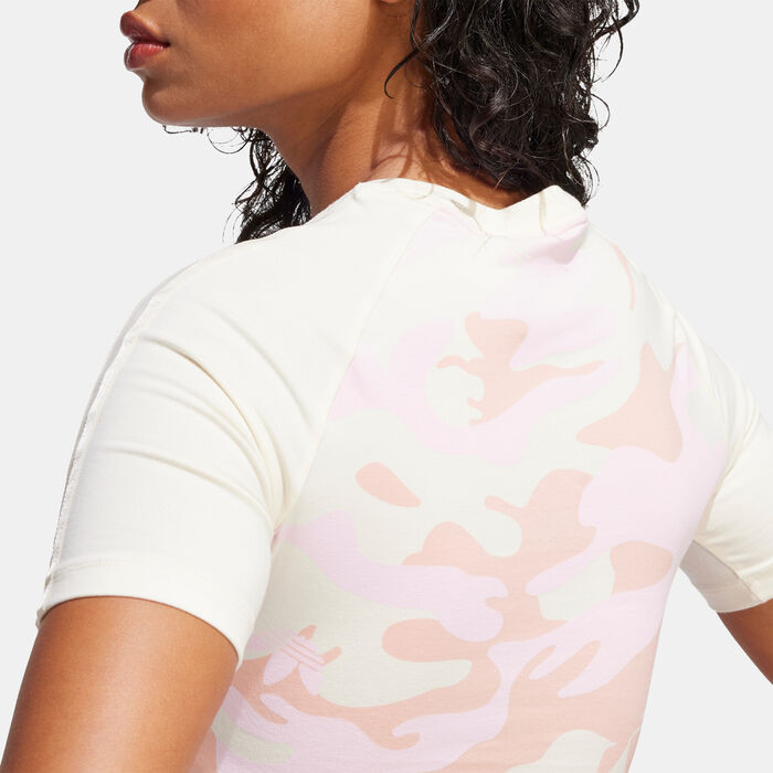 adidas Originals Women's Camo Allover Print Crop Top White adidas Originals Women's Camo Allover Print Crop Top White image number 3