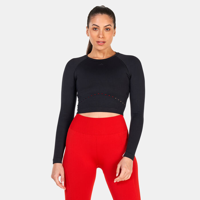 adidas Women's AEROKNIT Long-Sleeve Top Black adidas Women's AEROKNIT Long-Sleeve Top Black image number 0
