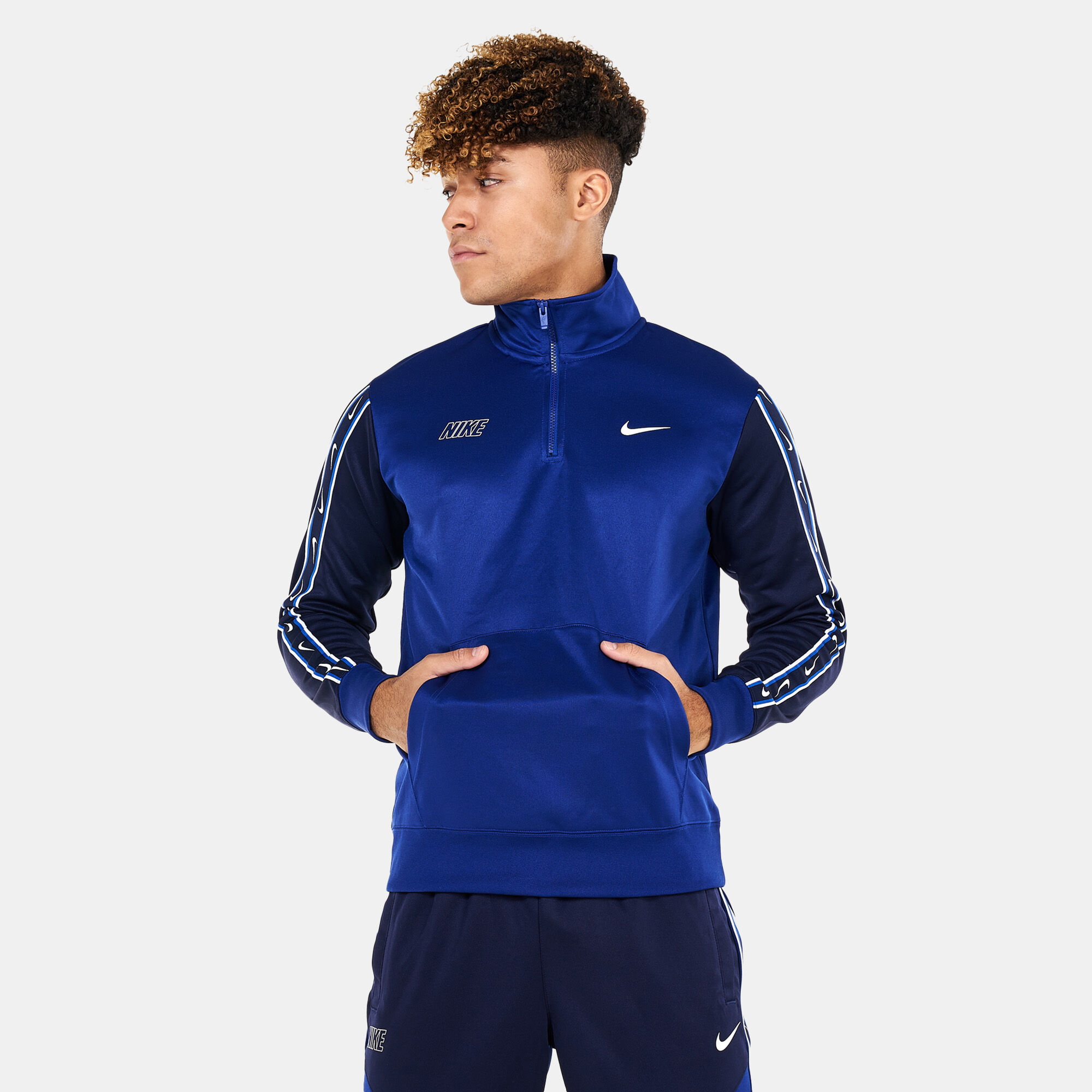 Buy Nike Men's Sportswear Repeat Half-Zip Sweatshirt Blue in KSA -SSS