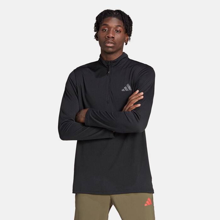 adidas Men's Train Essentials Seasonal Training 1/4-Zip Long Sleeve Sweatshirt Black adidas Men's Train Essentials Seasonal Training 1/4-Zip Long Sleeve Sweatshirt Black image number 0