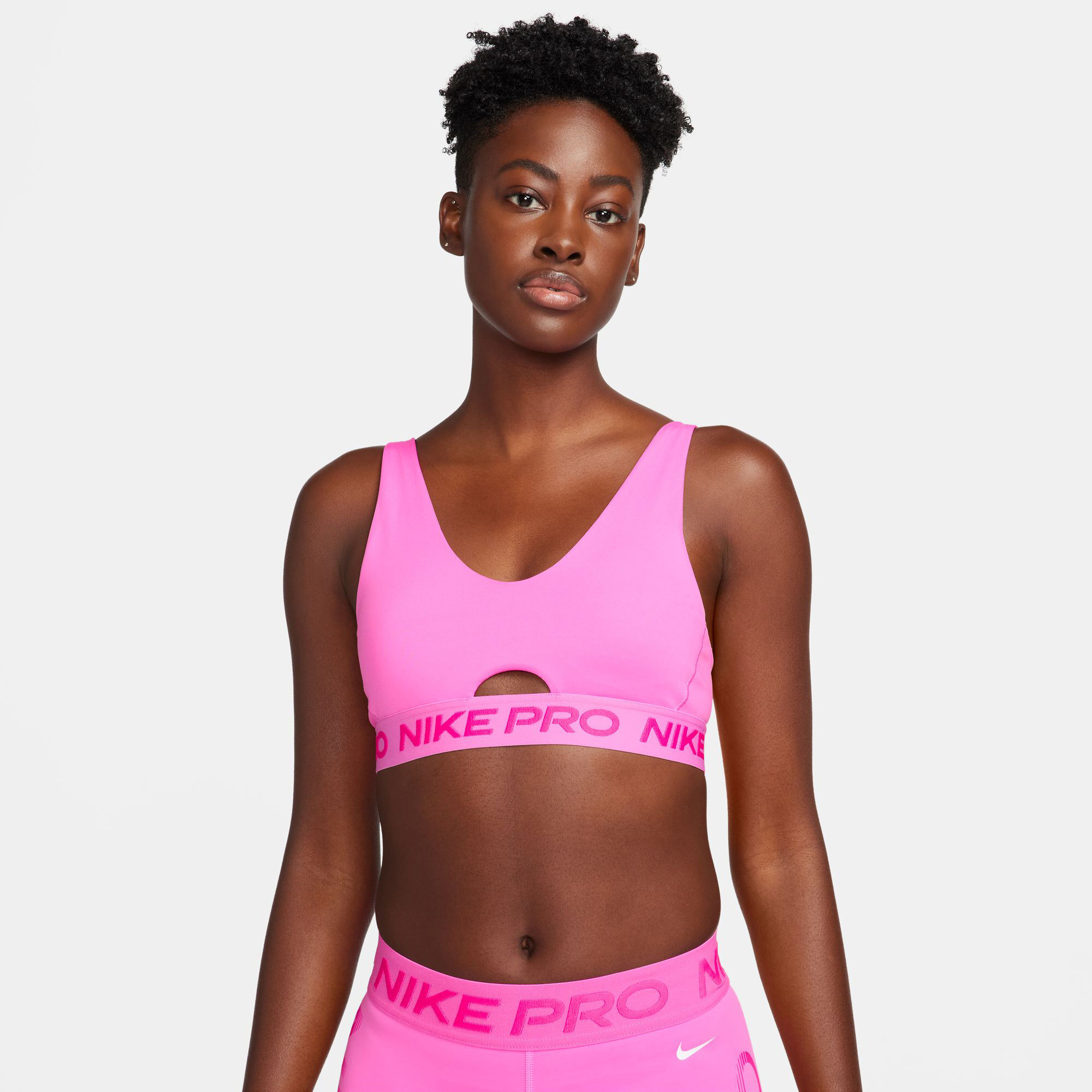 pink and black nike sports bra