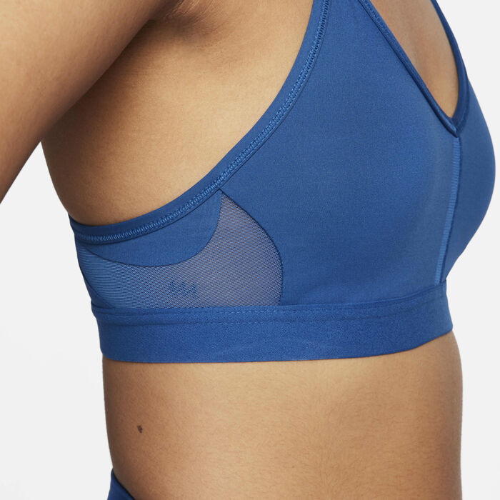 Nike Women's Indy Light-Support Padded V-Neck Sports Bra Blue Nike Women's Indy Light-Support Padded V-Neck Sports Bra Blue image number 6