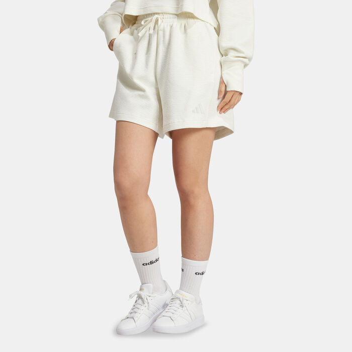 adidas Women's ALL SZN Ribbed Shorts White adidas Women's ALL SZN Ribbed Shorts White image number 0