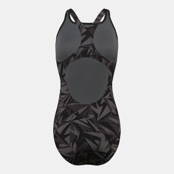 Speedo Women's Hyperboom Allover Print Medalist One-Piece Swimsuit Black Speedo Women's Hyperboom Allover Print Medalist One-Piece Swimsuit Black image number 1