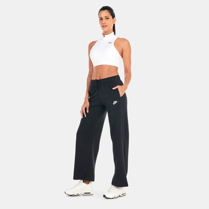 Nike Women's Sportswear Club Fleece Mid-Rise Wide Pants Black Nike Women's Sportswear Club Fleece Mid-Rise Wide Pants Black image number 2