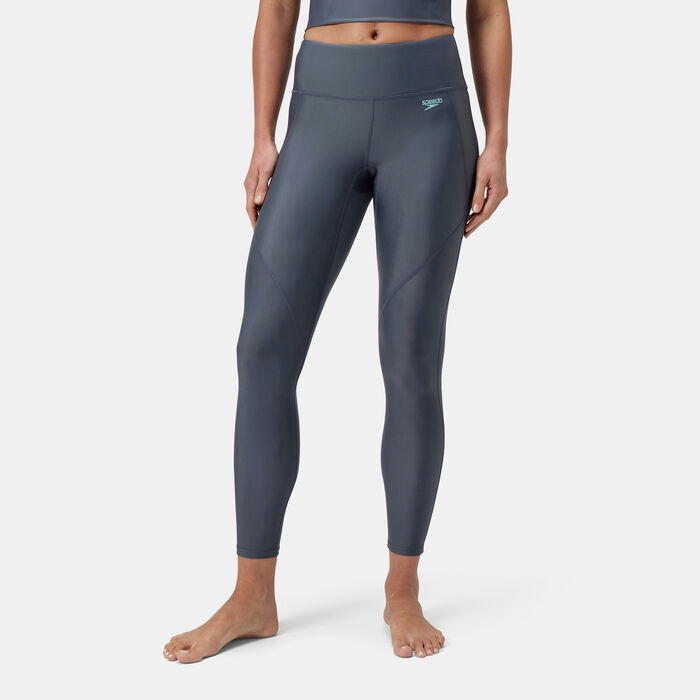 Speedo Women's Solid Panel Swimming Leggings Blue Speedo Women's Solid Panel Swimming Leggings Blue image number 0