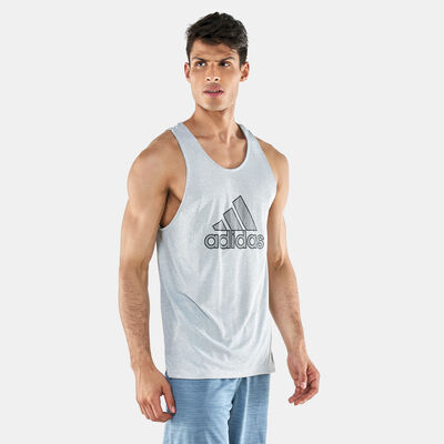 adidas Men's Bos Primeblue Muscle Tank Top White adidas Men's Bos Primeblue Muscle Tank Top White