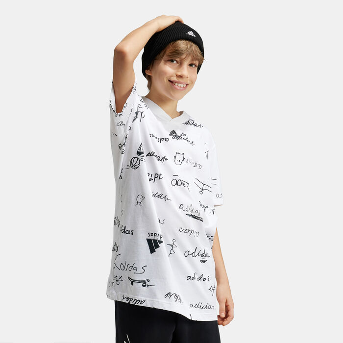 adidas Kids' Brand Love Long T-Shirt White image number 0