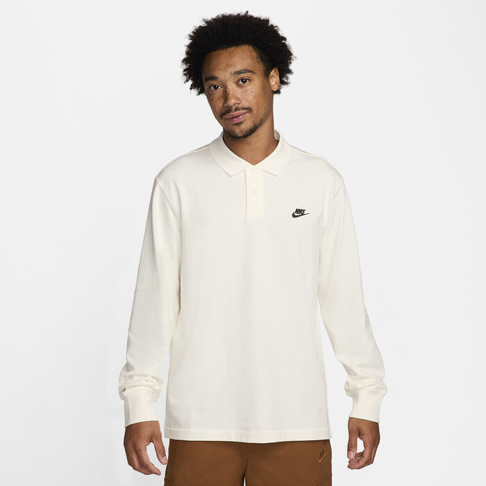 Nike Men's Club Long-Sleeve Polo Shirt Ivory image number 0