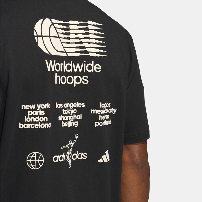 adidas Men's Worldwide Hoops City Graphic T-Shirt Blue adidas Men's Worldwide Hoops City Graphic T-Shirt Blue image number 2
