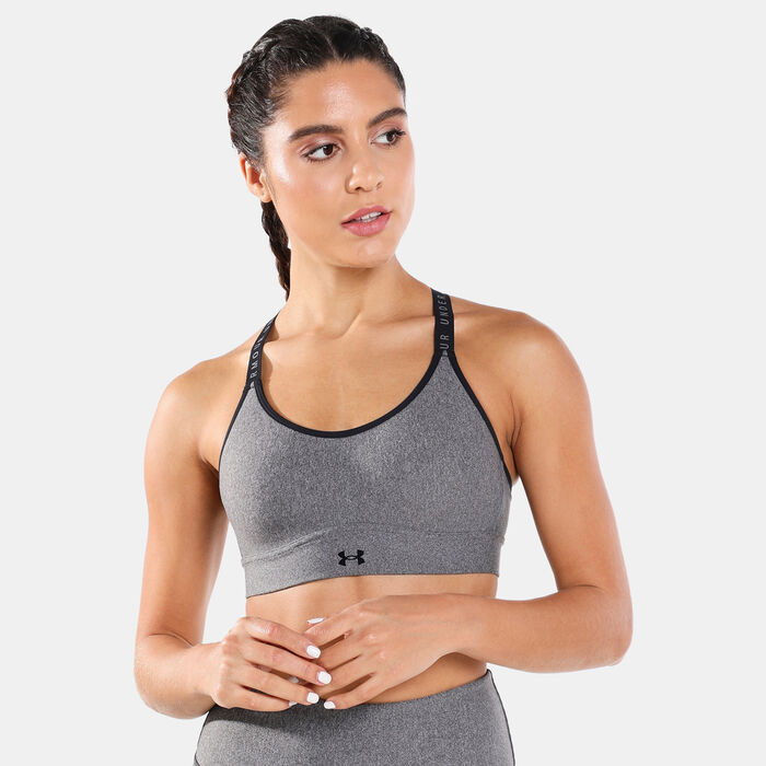 Under Armour Women's UA Infinity Mid Heather Cover Sports Bra Green Under Armour Women's UA Infinity Mid Heather Cover Sports Bra Green image number 0